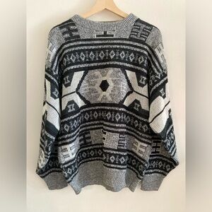 Vintage Sears Roebuck Grandpa Sweater Large Gray Geo